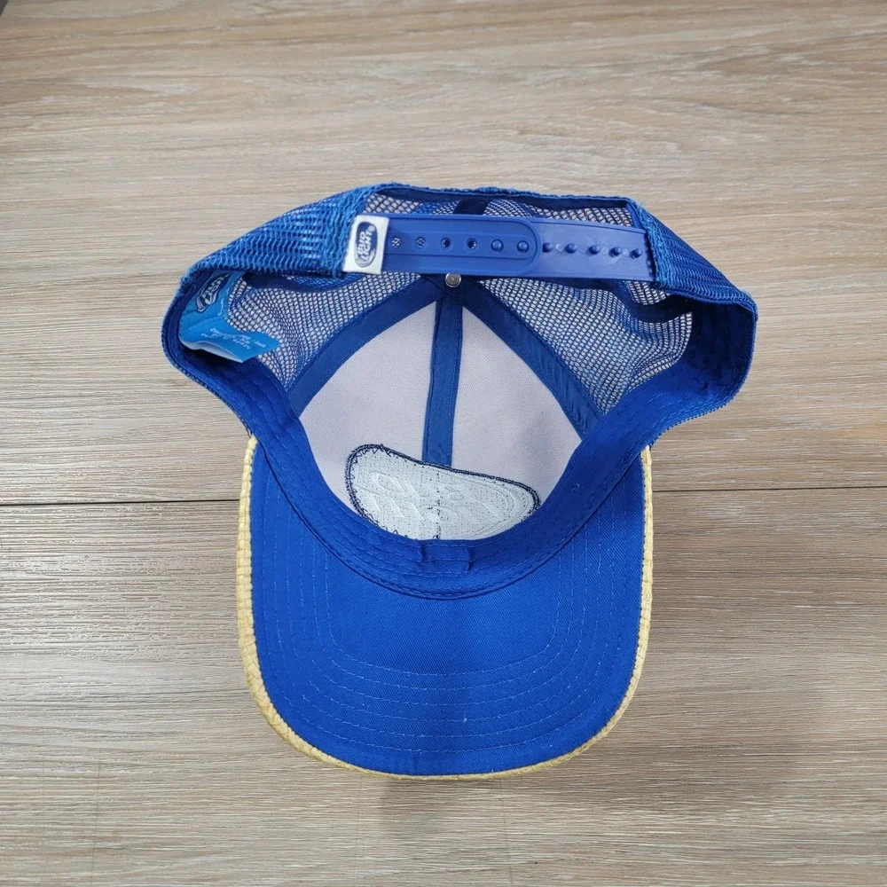 Bud Light Hat Beer Straw Trucker Cap Adjustable Blue Tan - Picture 6 of 8